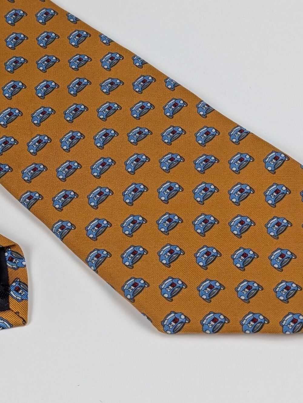 Brooks Brothers Makers Silk Tie Yellow Blue Sports Car Novelty Old Money Preppy